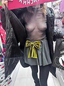 An older woman appears to be exposing herself.