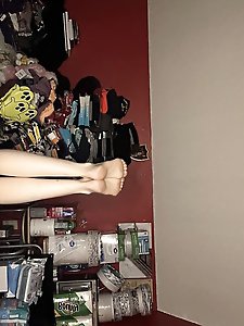 European bitch is taking off her underwear