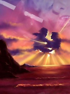 Mature female is posing outdoors